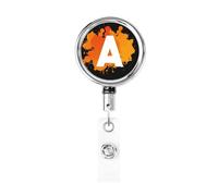Initial Retractable Badge Holder, Colorful Badge Key Chain with Belt Clip, Metal ID Card Holder with Badge Reel for Nurse, Volunteer, Teacher, Student, Office, Splatter Letter A