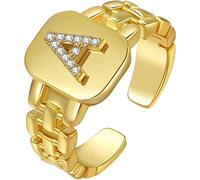 Initial Ring for Women Gold Ring with Initial Letter Open Ring Chunky Adjustable Alphabet Ring for Men Useful and Attractive