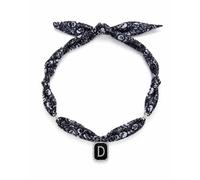Initial Scarf Necklaces for Women Black Goth Bandana Necklace with Letter | Goth black initial charm,high quality alloy pendant,adjustable soft silk scarf bandana necklace,personality and daily