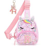 Initial Sling Bag for Girls - 3-8 Year Old Girl Birthday Gifts Clear Letter Small Crossbody Bag Purses Toddler Kid, Pink, R