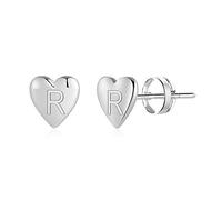 Initial Stud Earrings for Girls Women, Dainty S925 Sterling Silver Post 14K White Gold Plated Girls Earrings Hypoallergenic Sensitive Alphabet Letter Stud Earrings R Initial Studs