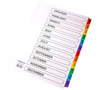 Initiative A4 File Dividers - Jan-Dec Coloured Mylar Tab 160gsm