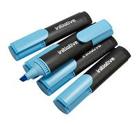 Initiative Pack of 40 x Blue Fluorescent Wedge Tip Highlighter Pens (4 x Packs of 10)
