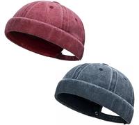 Initlove Docker Hat for Men Vintage Brimless Sailor Hat Beanie Cap Navy Wine Red