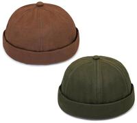 Initlove Mens Docker Hat Beanie Cap Vintage Brimless Sailor Hat for Street Hip Hop Coffee Green
