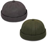 Initlove Mens Docker Hat Beanie Cap Vintage Brimless Sailor Hat for Street Hip Hop Green Grey