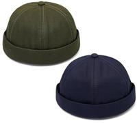 Initlove Mens Docker Hat Beanie Cap Vintage Brimless Sailor Hat for Street Hip Hop Green Navy