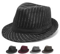 Initlove Mens Fedora Hat Classic Felt Panama Hat Short Brimmed Trilby Hats A Black