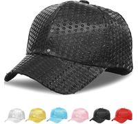 Initlove Sequin Baseball Caps for Kids Bling Sparkly Parent-Child Baseball Cap for Parties Festivals Black