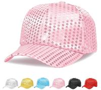Initlove Sequin Baseball Caps for Kids Bling Sparkly Parent-Child Baseball Cap for Parties Festivals Pink