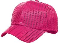 Initlove Sequin Baseball Caps for Kids Bling Sparkly Parent-Child Baseball Cap for Parties Festivals Rose Red