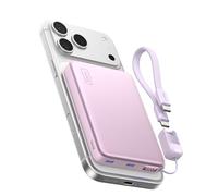 INIU 10000mAh Qi2.2 25W Wireless & 45W USB C Fast Charging Portable Charger | Detachable USB C Cable, Flight-Safe, Travel Essential, Magnetic Phone Essential Battery Pack for iPhone 18-12 Series, Purple