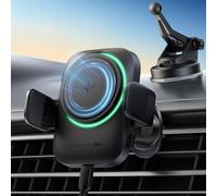 INIU 15W Car Phone Holder Wireless Charger, Qi2 Certified Ultra-Stable 22N for Mag-safe Car Mount Charger with Cooling Fins & RGB Lighting for iPhone 16 pro max/15/14/13/12 etc.