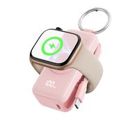INIU Power Bank for Apple Watch, 5000mAh Wireless Portable Charger Powerbank with Built-in Cable, Slim Travel Keychain Battery Pack with LCD Display for iWatch 10/9/8/Ultra2/Ultra/SE, iPhone 16 Pink