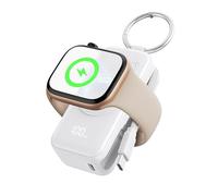 INIU Power Bank for Apple Watch, 5000mAh Wireless Portable Charger Powerbank with Built-in Cable, Slim Travel Keychain Battery Pack with LCD Display for iWatch 10/9/8/Ultra2/Ultra/SE, iPhone 16 White