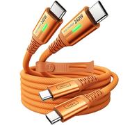 INIU 240W USB C to USB C Cable, [2m+2m Orange] PD Type C Charger Cable