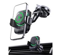 INIU 15W Car Phone Holder Wireless Charger, Qi2 Certified Ultra-Stable 22N for Mag-safe Car Mount Charger with Cooling Fins & RGB Lighting for iPhone 16 pro max/15/14/13/12 etc.