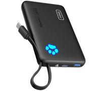 INIU 45W Power Bank 10000mAh, External Battery Fast Charging with Integrated USB C Cable, Portable Charger Powerbank Portable Battery USB C In&out for iPhone 16 15 14 13 12 Samsung, Xiaomi, iPad