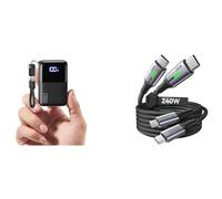 INIU 45W Smallest Fast Charging Power Bank + [2-Pack 2m] 240W USB C to USB C Charger Cable