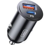 INIU Car Charger, [USB C 30W+USB A 30W] PD3.0 5A Fast Charging USB A USB C Car Charger Adapter, All Metal USB Car Charger for iPhone 13 12 11 Pro