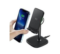 INIU Ergonomic Wireless Charger Stand with Adjustable Viewing Angles, 15W Fast Charging Dock Qi-Certified Phone Charger for Pixel 7a 6 Samsung Galaxy S24 S21 S10 iPhone 15 14 13 12 11 Pro/SE LG.