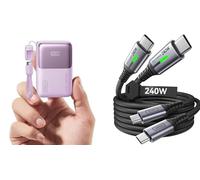 INIU Mini 45W Fast Charging 10000mAh Power Bank + INIU [2-Pack 2m] 240W USB C to USB C Charger Cable