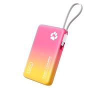 INIU Portable Charger, Slimmest Highest Capacity 10000mAh Power Bank with Build in USB-C Cable, 20W PD Fast Charging USB C in&Out Battery Pack, External Phone Charger Pink yellow