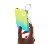 INIU Portable Charger, Smaller & Lighter 10000mAh 20W Fast Charging with Flashlight Portable Charger, External Phone Charger with built in USB C cable for iPhone, Samsung, Xiaomi, etc. blue yellow