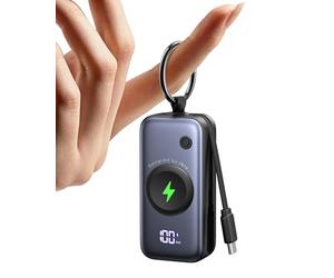 INIU Power Bank, 5000 mAh 20 W PD Mini Powerbank with Integrated USB-C Cable, Accessory for Apple Watch, Travel Accessory for Apple Watch Ultra 11 10 9 8 7 6 SE, iPhone 17 16 15, Samsung S25 S24