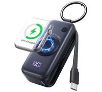 INIU Power Bank for Apple Watch, 5000mAh Wireless Portable Charger Powerbank with Built-in Cable, Slim Travel Keychain Battery Pack with LCD Display for iWatch 10/9/8/Ultra2/Ultra/SE, iPhone 16/15 etc