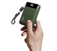 INIU Power Bank, Smallest 20000mAh 22.5W Fast Charging Portable Charger | Detachable USB C Cable, Flight-Safe, Travel Essential, External Phone Battery Pack for iPhone 17 Samsung S26 Xiaomi, Green