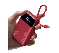INIU Power Bank, Smallest 45W Fast Charging 20000mAh Portable Charger with Built-in USB C Cable, Flight-Safe Mobile Phone Powerbank, Battery Pack for iPhone 17 16 15, Samsung, Xiaomi, iPad etc, Red