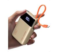 INIU Power Bank, Smallest 45W Fast Charging 20000mAh Portable Charger with Built-in USB C Cable, Flight-Safe Mobile Phone Powerbank, Battery Pack for iPhone 17 16 15, Samsung, Xiaomi, iPad etc, Beige