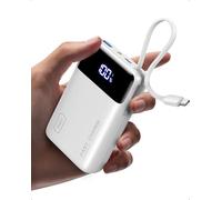 INIU Power Bank, Smallest 45W Fast Charging 20000mAh Portable Charger with Built-in USB C Cable, Flight-Safe Mobile Phone Powerbank, Battery Pack for iPhone 17 16 15, Samsung, Xiaomi, iPad etc, White
