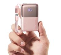 INIU Power Bank, Ultra Small 10000mAh Portable Charger, Mini 45W High-Speed Battery Pack with USB C Cable, Flight-Approved Powerbank for Trip with LED Display, Gift for Girls & Boys, Pink