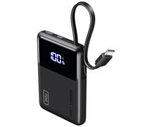 INIU Power Bank with Built-in USB C Cable, 45W 10000mAh PD Fast Charging Portable Charger Type C, Smallest & Lightweight External Battery Pack for iPhone 16/15 Pro Galaxy S25 Google iPad Travel etc