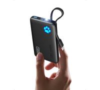 INIU Portable Charger, Light and Small 10000mAh Power Bank with Build in USB-C Cable, 20W PD Fast Charging USB C in&Out Battery Pack, External Phone Charger for iPhone 16 15 14 Samsung S22 Google etc