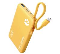 INIU Smaller 10000mAh Power Bank, 20W PD Fast Charging Portable Charger | Flashlight, Built in USB C Cable, Flight-Safe, Travel Essential, Battery Phone Pack for iPhone 18 17 16, Samsung S26 etc