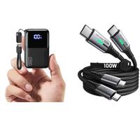 INIU Smallest Power Bank, 45W Fast Charging Mini Portable Charger + USB C Charger Cable, 2m Type C Cable Fast Charging