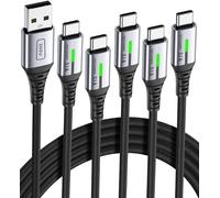INIU USB C Cable 5 Pack 3.1A Fast Charging Type C Leads 2m 1m 0.5m LED