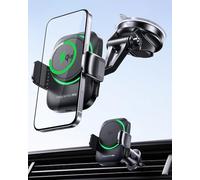 INIU 15W Car Phone Holder Wireless Charger, Qi2 Certified Ultra-Stable 22N for Mag-safe Car Mount Charger with Cooling Fins & RGB Lighting for iPhone 16 pro max/15/14/13/12 etc.