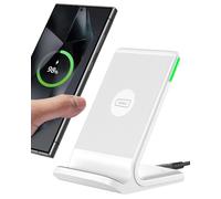 INIU Wireless Charger, 15W Fast Charging Dock Phone Charger with LED | Sleep-Friendly Adaptive Light, Exclusive Temp°Guard, Wireless Charging Stand for iPhone 18 17 16 Pro Max, Samsung S26, White