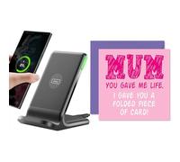 INIU Wireless Charger, 15W Fast Wireless Charging Stand Qi Certified Sleep-friendly Adaptive Light & Funny Birthday Card for Mum from Son - You Gave Me Life - Rude Birthday Card