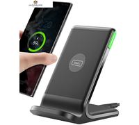 INIU Wireless Charger, 15W Fast Wireless Charging Stand Qi-Certified with Sleep-friendly Adaptive Light & Dual Charging Modes for iPhone 13 12 11
