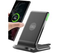 INIU Wireless Charger, 15W Fast Wireless Charging Stand Qi-Certified with Sleep-friendly Adaptive Light & Dual Charging Modes for iPhone 13 12 11