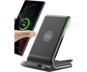 INIU Wireless Charger Stand - 15W Qi Fast Charging Dock, Adaptive LED Charging Station for iPhone 8-16, Samsung S9-S22, LG V40, Pixel 6-8