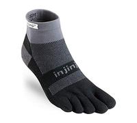 Injinji 2.0 Men's Run Midweight Mini Crew Toesocks, Black/Gray, Large