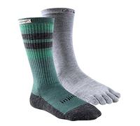 Injinji Hiker & Liner Combo MidWeight Merino NuWool CREW FIT Toe Socks (Moss & Heather Grey) L/XL
