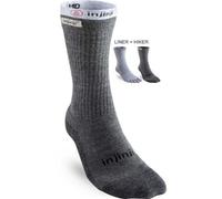 Injinji Men's Merino Wool Liner+Hiker Socks - Uk: 7-9, Charcoal/light Grey