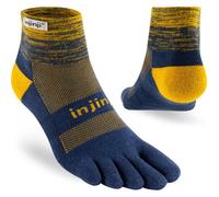 Injinji Men's Mid-Weight Trail Run Mini-Crew Toe Socks - Uk: 12+, Moonlight Blue/gold